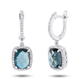0.36ct Diamond & 5.60ct London Blue Topaz 14k White Gold Earring